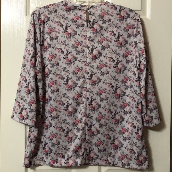 Blouses for Women Haband Grey with Pink Floral Size Large - Picture 6 of 8